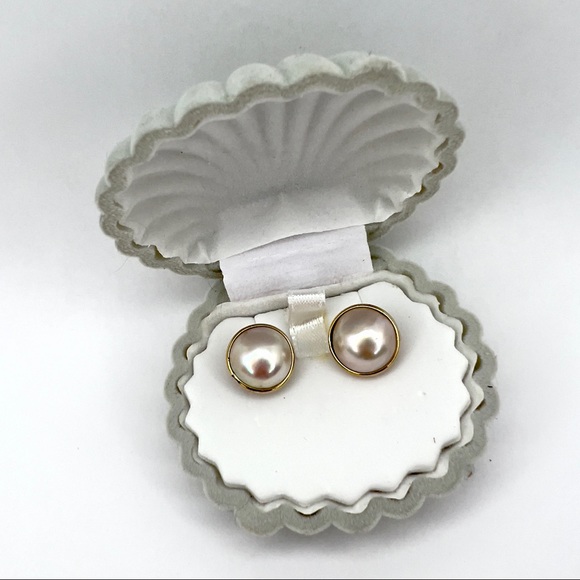 14K Yellow Gold stamped Set of Pearl Earrings